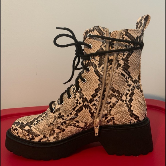 Steve Madden Tornado Snake Print Combat Boots - Picture 5 of 10